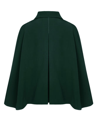 Manteau cape à revers couleur vert des années 1940