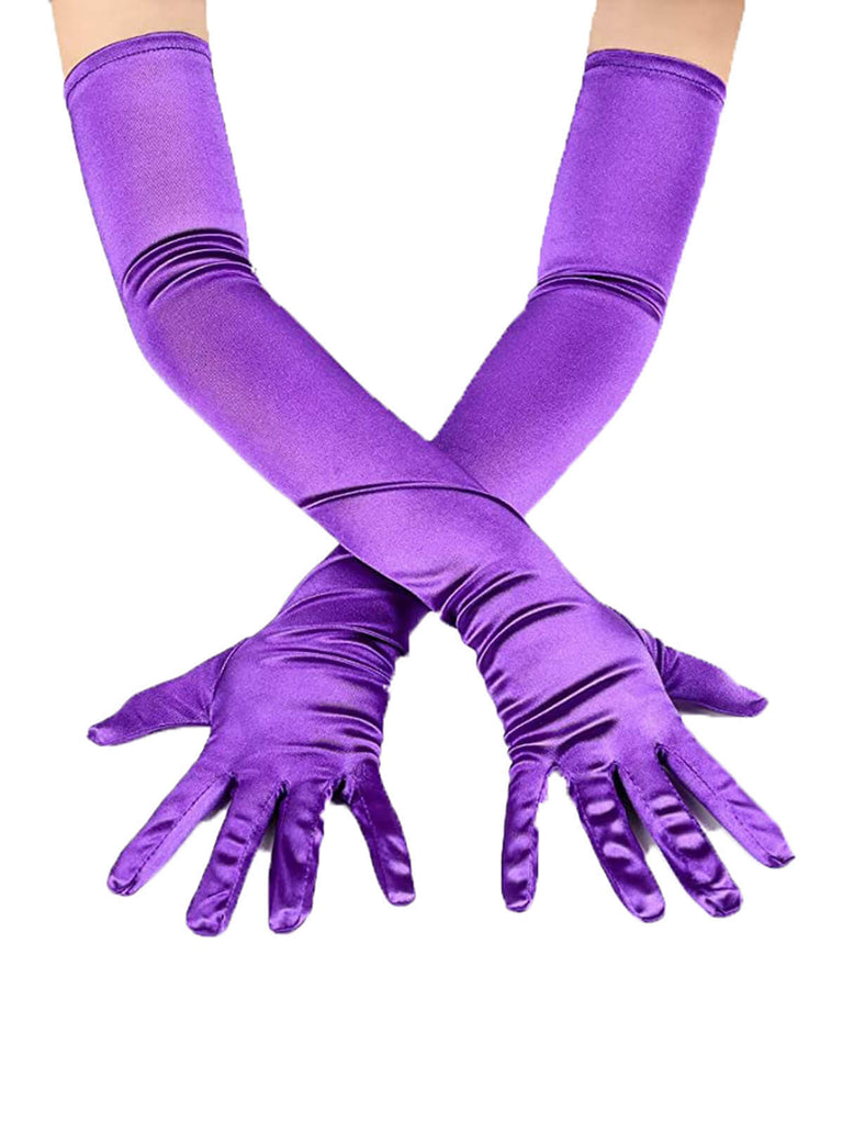 Gants longs vintage en satin uni 2
