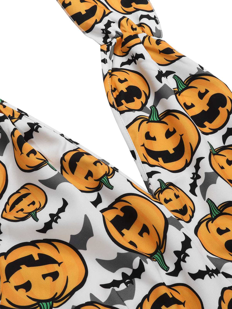 Combishort dos nu citrouille d'Halloween noire des années 1950