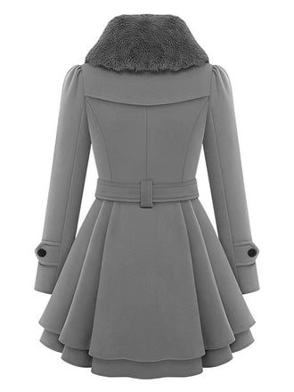 Manteau en hiver cintré à col en fourrure de Noël