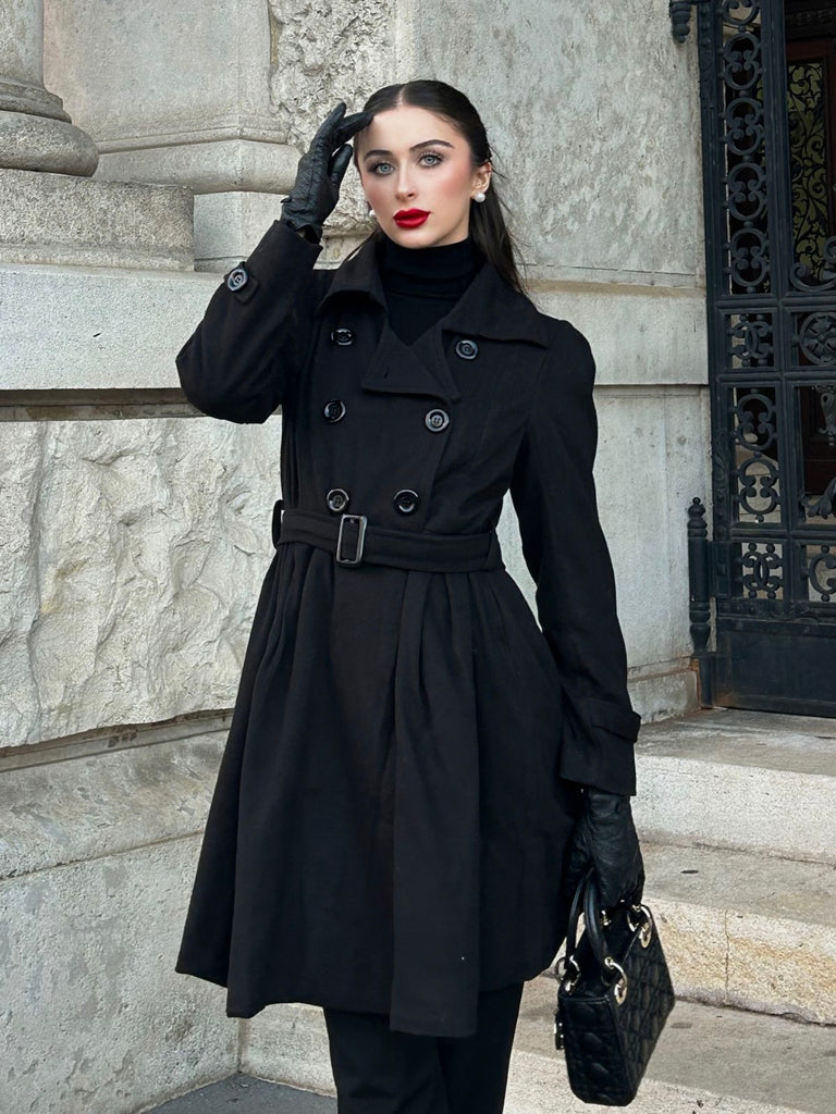 Manteau slim à revers couleur unie des années 1950