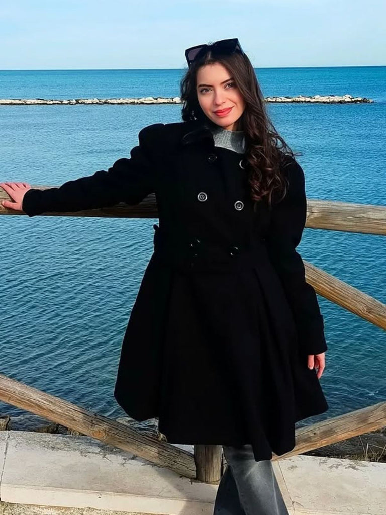 Manteau slim à revers couleur unie des années 1950