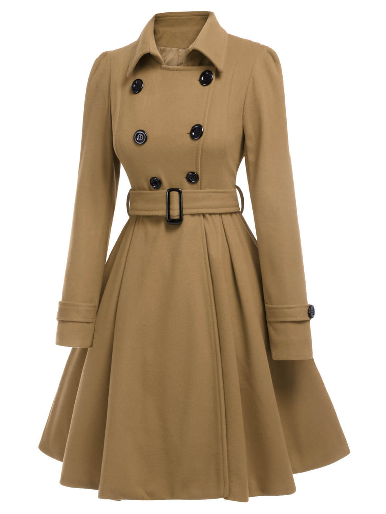Manteau slim à revers couleur unie des années 1950