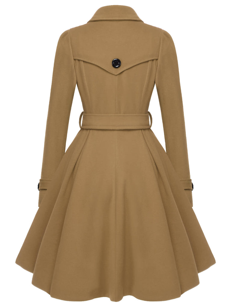 Manteau slim à revers couleur unie des années 1950