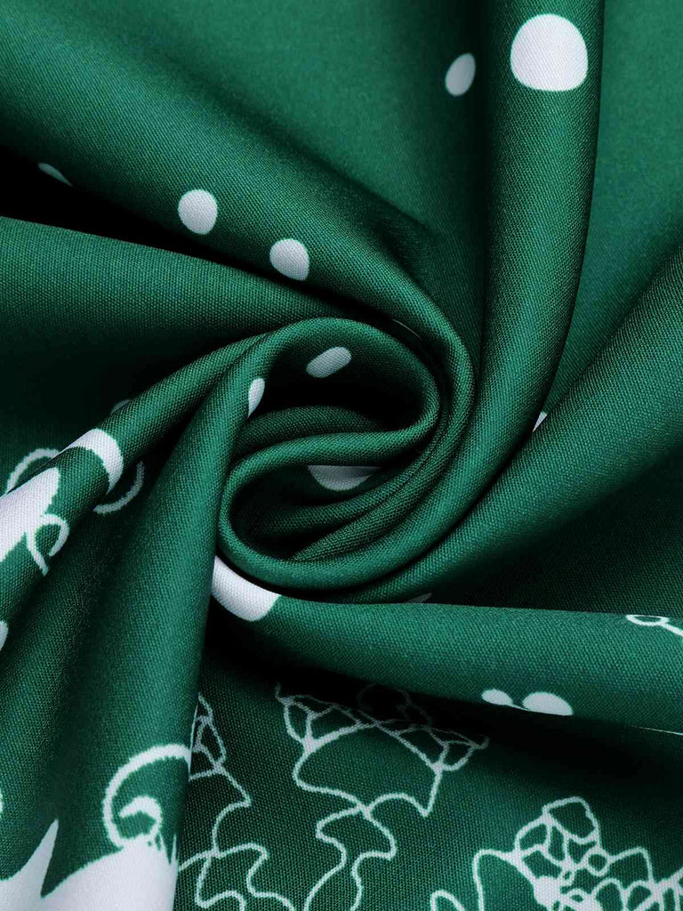 Robe verte à épaules dénudées en forme de flocon de Noël des années 1950