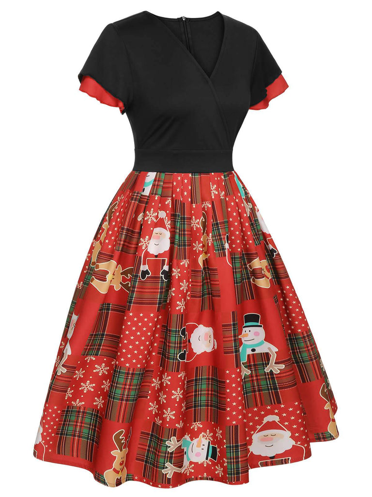 Robe de Noël rouge à carreaux des années 1950