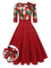 Robe rouge à carreaux de Noël des années 1950 avec nœud décoratif