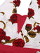 Combinaison rouge à col en V profond et roses des années 1930