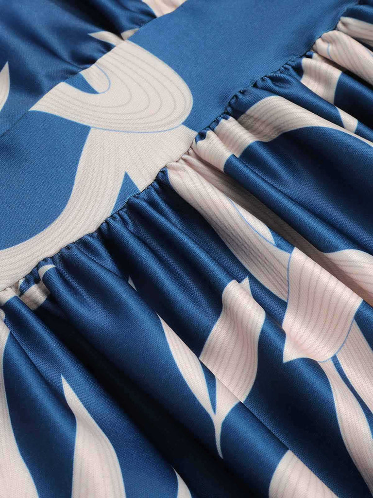 [Pré-vente] Robe bleue à une épaule et fente des années 1940