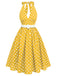 Robe dos nu rouge à pois des années 1950