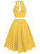 Robe dos nu rouge à pois des années 1950
