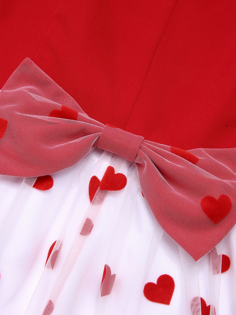 [Pré-vente] Robe rouge sans manches avec nœud cœur des années 1950
