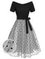 [Pré-vente] Robe noire à pois en maille épaules dénudées des années 1950