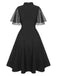 [Pré-vente] Robe noire à boutons en perles et col en V des années 1950