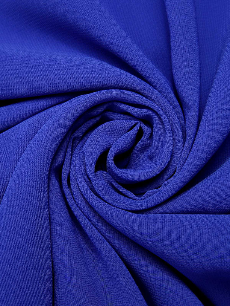 [Pré-vente] Robe dos nu bleue en mousseline de soie unie des années 1950