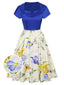 [Pré-vente] Robe patchwork à col bénitier et fleurs des années 1950