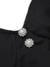 Robe noire à bretelles avec boutons en perles solides des années 1960
