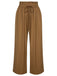 Pantalon droit marron uni à taille froncée des années 1930