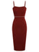 Robe rouge à bretelles tricotées en perles solides des années 1960