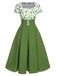 [Pré-vente] Robe boutonnée verte trèfle chanceux des années 1950