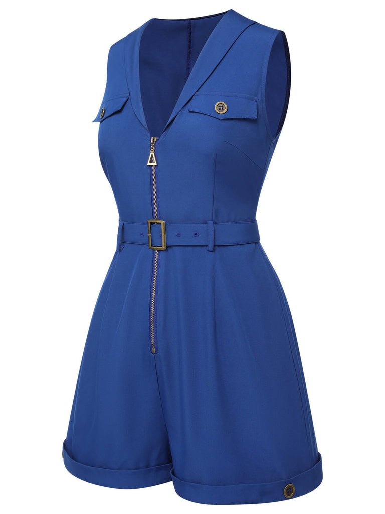 [Pré-vente] Combishort à revers avec poches bleu foncé des années 1940