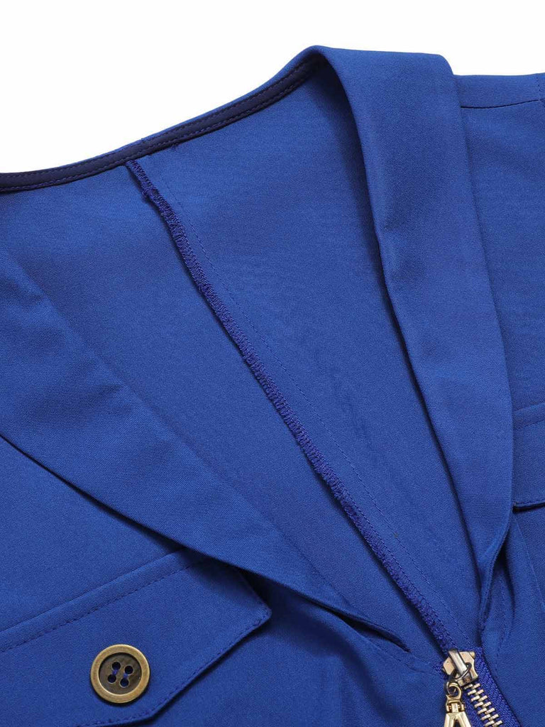 [Pré-vente] Combishort à revers avec poches bleu foncé des années 1940