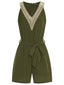 Combishort patchwork à col en V et dentelle vert armée des années 1950