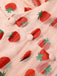 [Pré-vente] Haut rose à col en V en maille fraise des années 1950