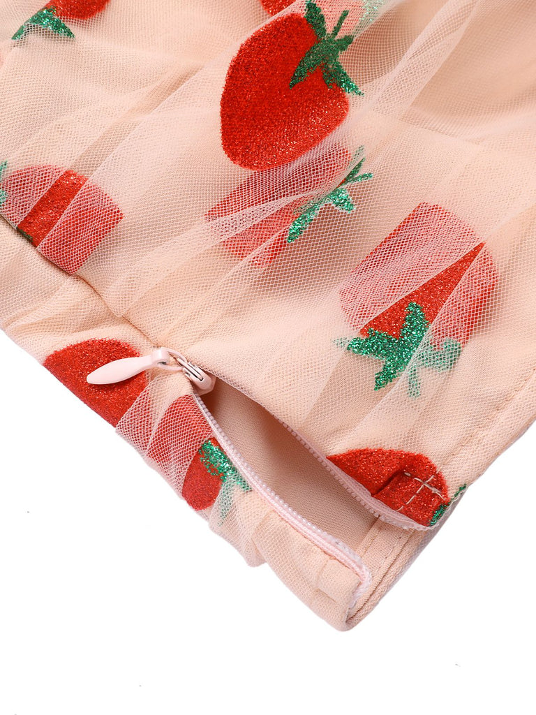 [Pré-vente] Haut rose à col en V en maille fraise des années 1950