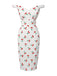 [Pré-vente] Robe crayon blanche à épaules dénudées cerise des années 1960