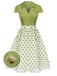 [Pré-vente] 2PCS chemise à boutons verte des années 1940 et jupe à pois