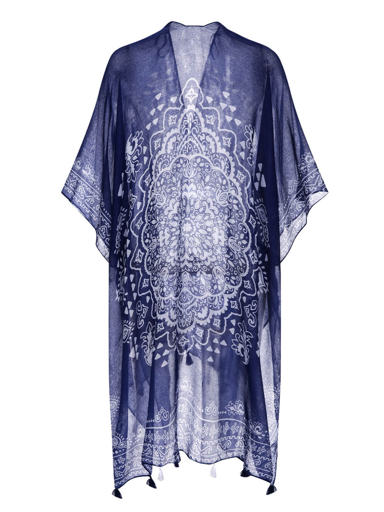 Cache-maillot mandala bleu profond des années 1960