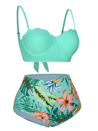 Maillot de bain à bretelles arrière avec plantes tropicales des années 1960