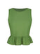 2PCS Haut vert à ourlet volanté et pantalon court des années 1960