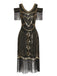 Robe Gastby à pompons perlés et à paillettes des années 1920
