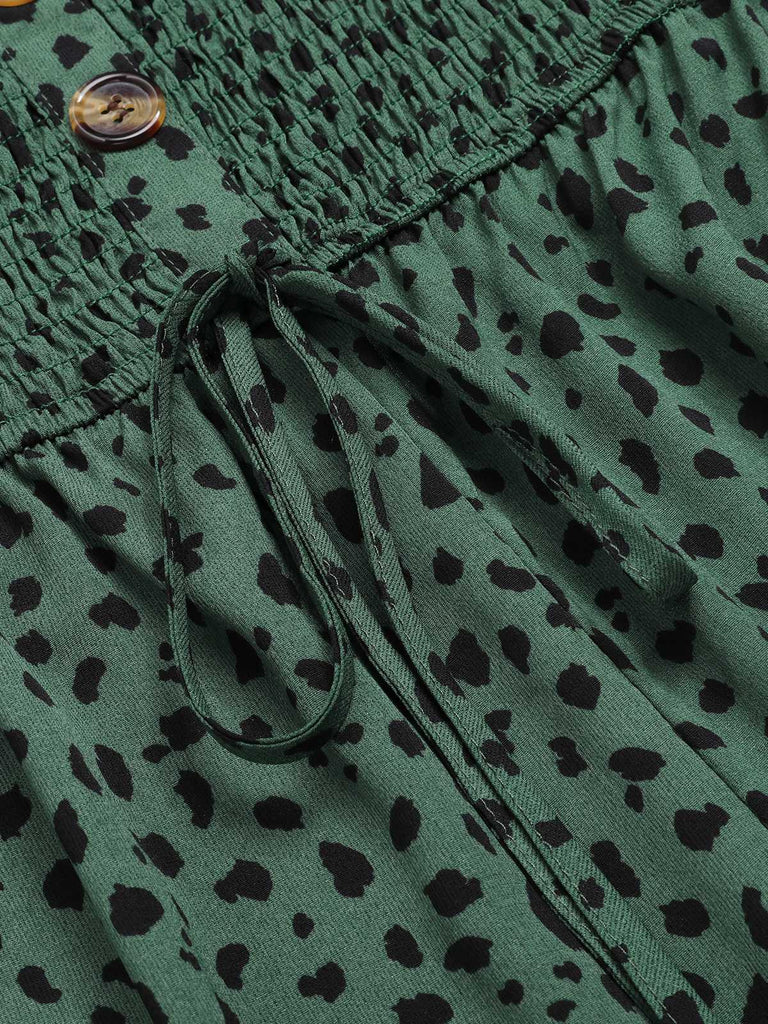 Combishort tube léopard verte des années 1950