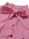 Robe rose à rayures fines et col noué des années 1950