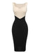 Robe en tricot patchwork à col en cœur noir et blanc des années 1960