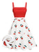 Robe rouge à bretelles spaghetti cerises des années 1950