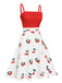 Robe rouge à bretelles spaghetti cerises des années 1950
