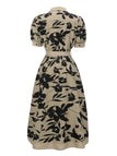 [Prévente] Robe Chemise Manches Courtes Fleurs Noires Années 40