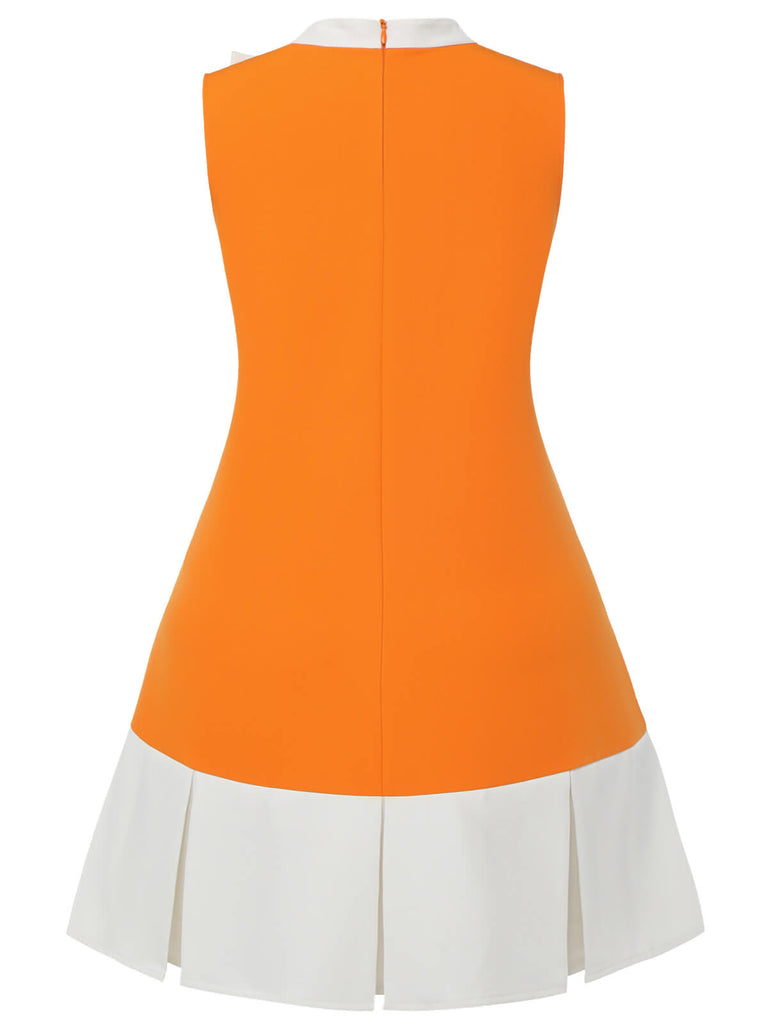 [Pré-vente] [Grande taille] Robe orange sans manches avec nœud des années 60