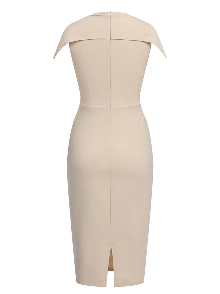 Robe crayon unie à manches courtes des années 1960
