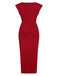 Robe rouge unie à découpes et fentes torsadées des années 1960