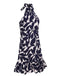 Robe fleurie dos nu bleu foncé des années 40