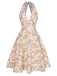 [Prévente] Robe jaune à col en V et motif fleurs des années 1950