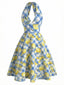 [Prévente] Robe Licou À Col V Imprimé Citrons Années 1950