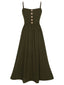 Robe à bretelles à boutons vert foncé des années 40