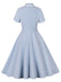 Robe unie boutonnée à revers manches courtes des années 1950