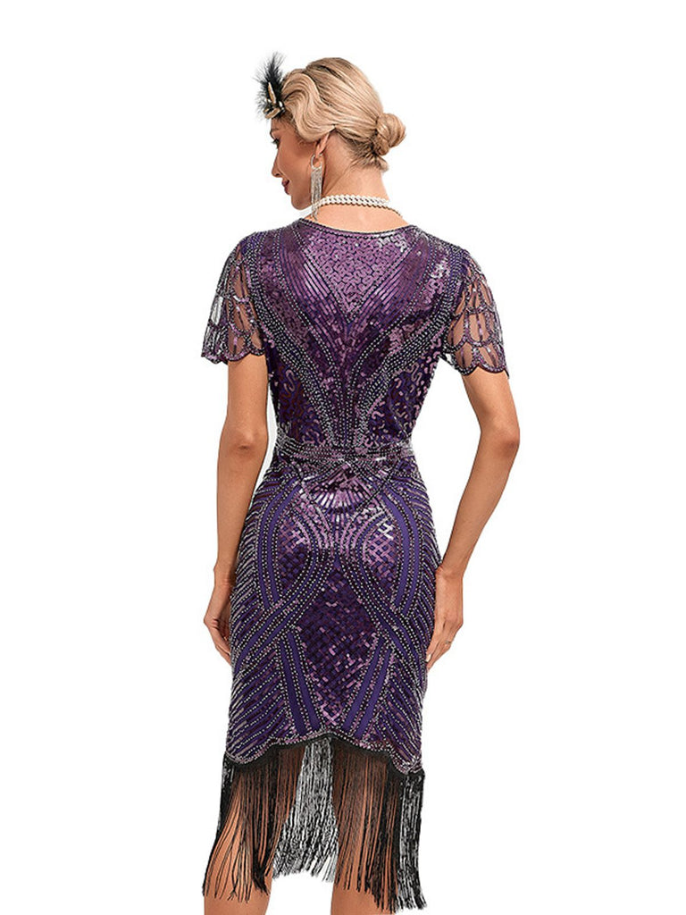 Robe à franges style années 1920 - Robe Charleston - Robe Gatsby à paillettes - Ourlet à pompons - Robe Robe à franges style années 1920 - Robe Charleston - Robe Gatsby à paillettes - Ourlet à pompons - Robe